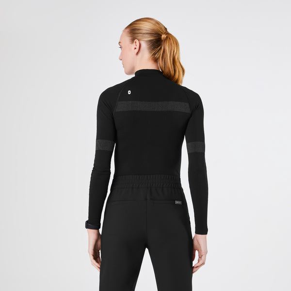 women's Black Salta Reflective Mock Neck Longsleeve Underscrub