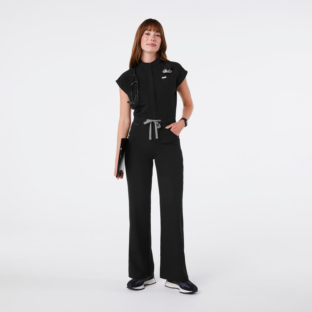 women's Black Rafaela Wide Leg - Tall ScrubJumpsuit™
