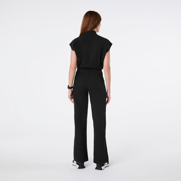 women's Black Rafaela Wide Leg - Petite ScrubJumpsuit™