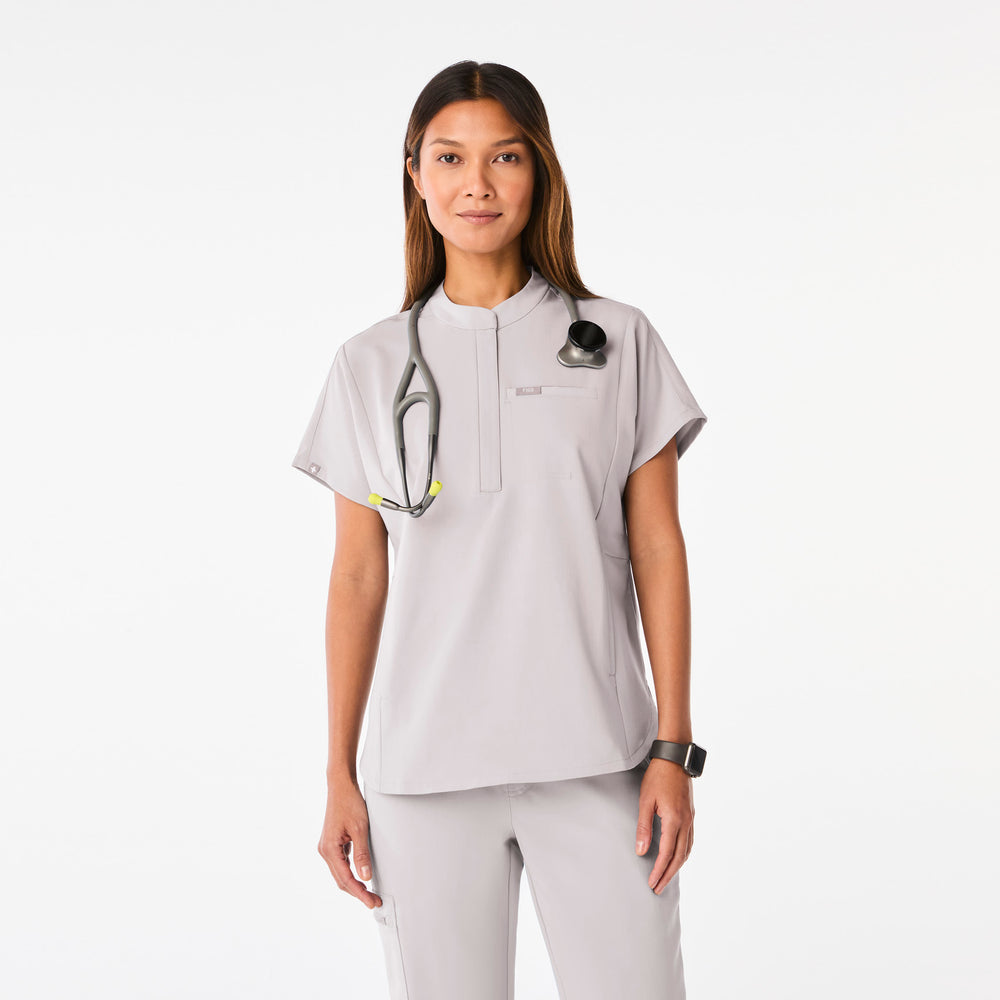 women's Slate Montex - Mock Neck Scrub Top