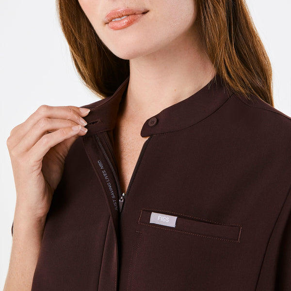 women's Espresso Montex - Mock Neck Scrub Top