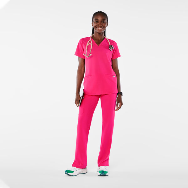 women's Shocking Pink Casma Three-Pocket Scrub Top™