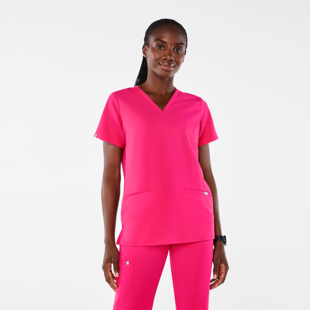 women's Shocking Pink Casma Three-Pocket Scrub Top™