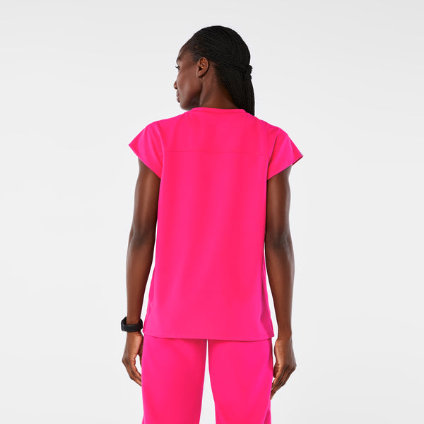 women's Shocking Pink Lucia Relaxed Crewneck - Scrub Top