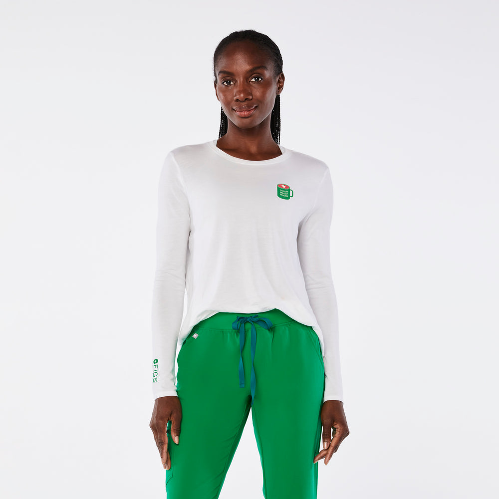 women's White Oat Milk Supersoft - Longsleeve Underscrub