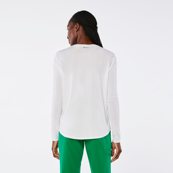 women's White Oat Milk Supersoft - Longsleeve Underscrub