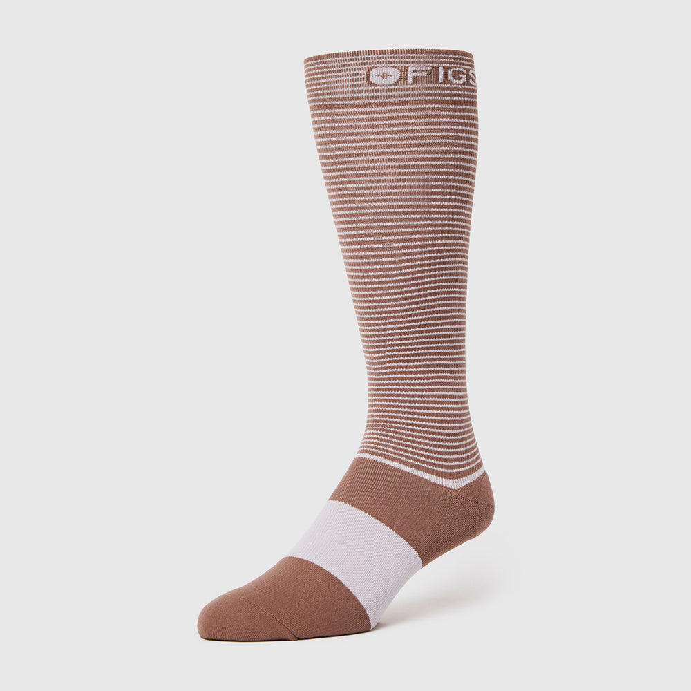 men's Smokey Taupe Double Stripe - Compression Socks