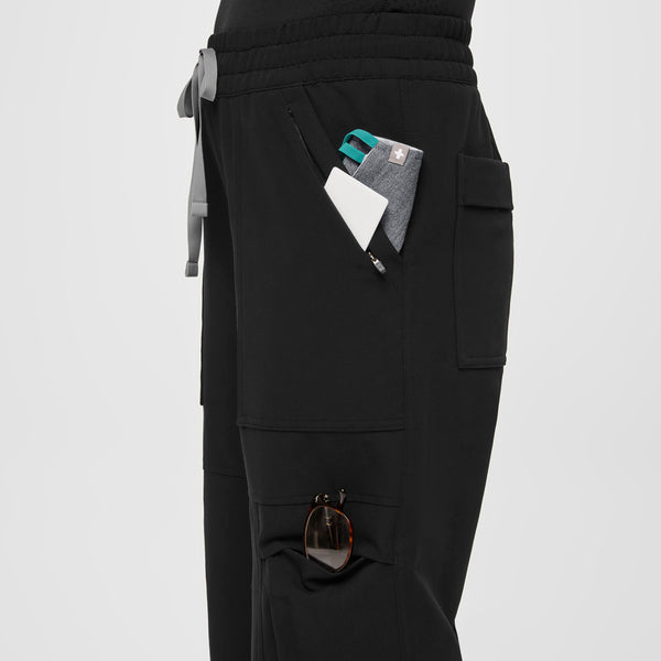 women's Black 23-Pocket - Petite Barrel Scrub Pants