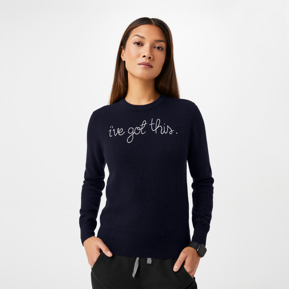 women's Navy FIGS | Lingua Franca I've Got This Cashmere - Sweater