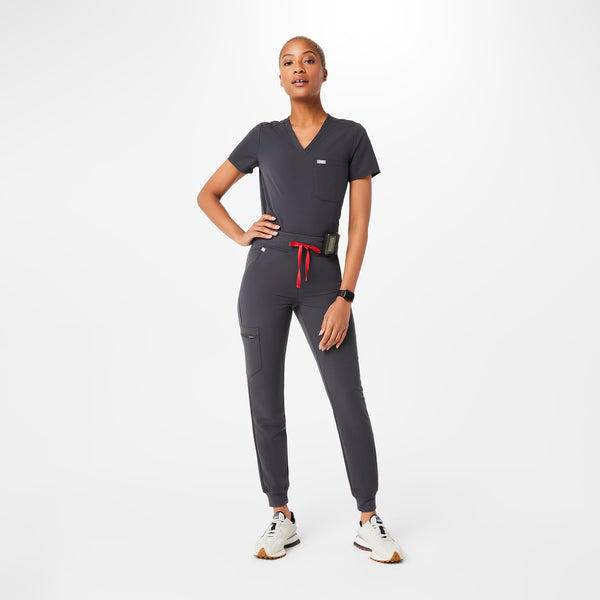 women's Charcoal High Waisted Zamora™ - Tall Jogger Scrub Pants (3XL - 6XL)