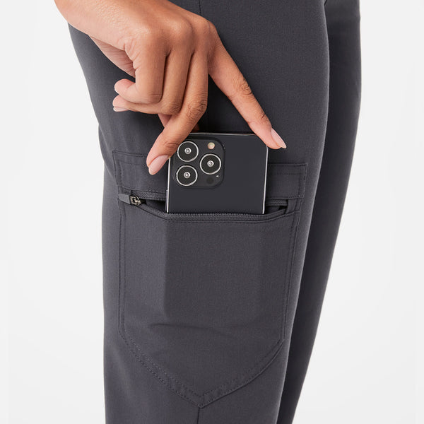 women's Charcoal High Waisted Zamora™ - Petite Jogger Scrub Pants (3XL - 6XL)