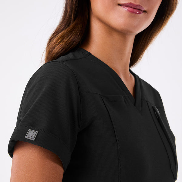 women's Black Indestructible Slim V-Neck Scrub Top