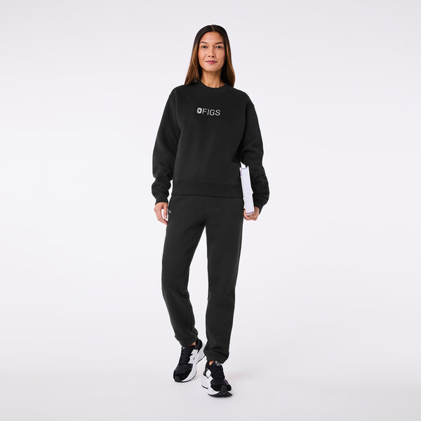 women's Black Off-Shift FIGS Logo - Crewneck Sweatshirt™