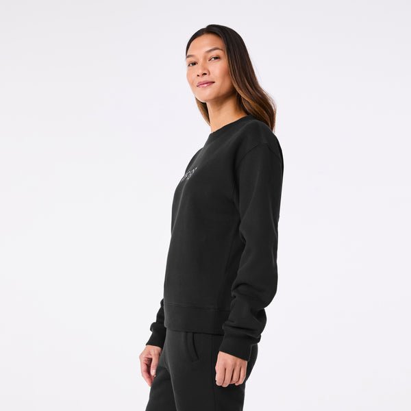 women's Black Off-Shift FIGS Logo - Crewneck Sweatshirt™