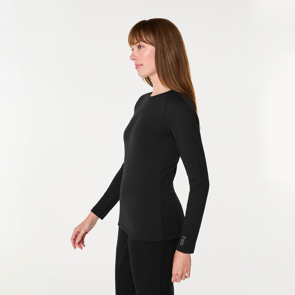 women's Black Waffle - Longsleeve Underscrub