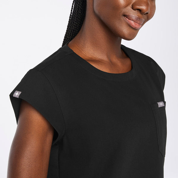 women's Black Lucia Relaxed Crewneck Scrub Top