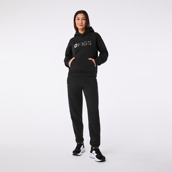 women's Black Off-Shift FIGS Logo - Hoodie Sweatshirt™