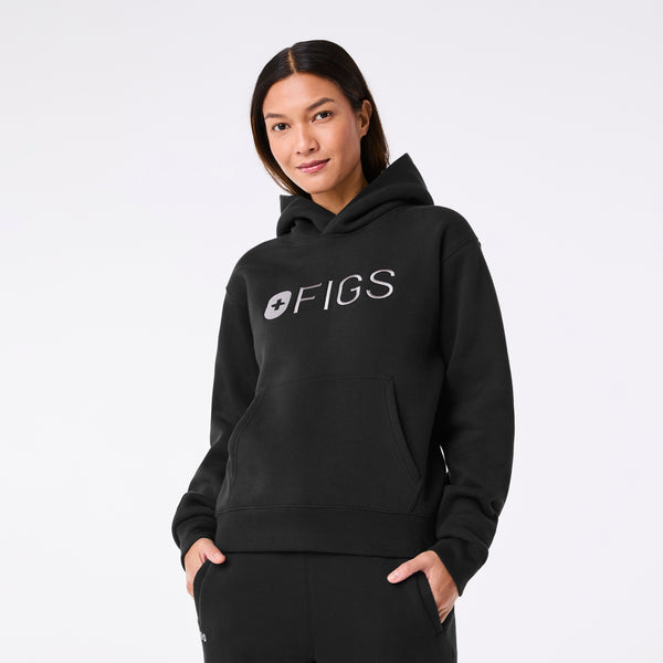 women's Black Off-Shift FIGS Logo - Hoodie Sweatshirt™