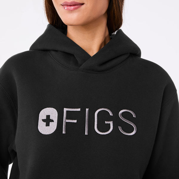 women's Black Off-Shift FIGS Logo - Hoodie Sweatshirt™