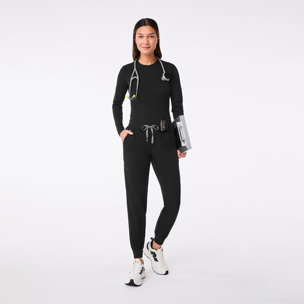 women's Black Ribbed - Longsleeve Underscrub