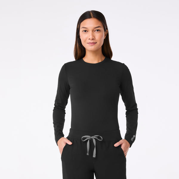 women's Black Ribbed - Longsleeve Underscrub