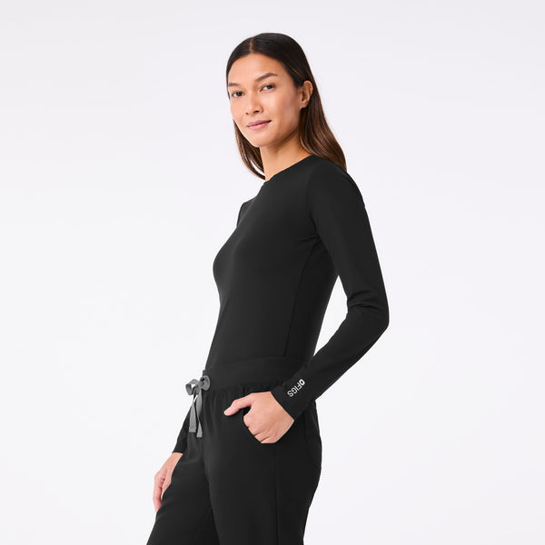 women's Black Ribbed - Longsleeve Underscrub