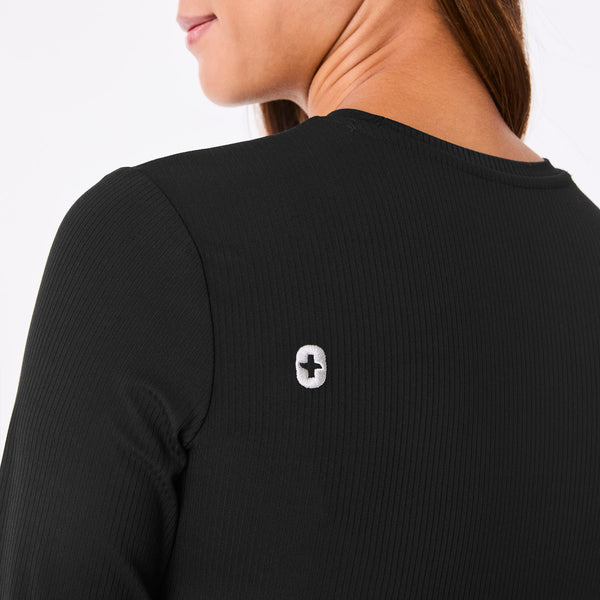 women's Black Ribbed - Longsleeve Underscrub