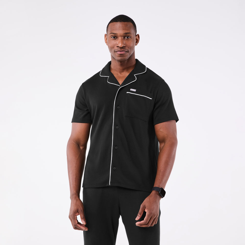 men's Black Pajama Top