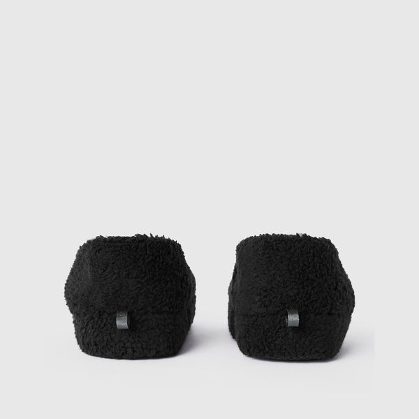 unisex Black High Pile Slippers