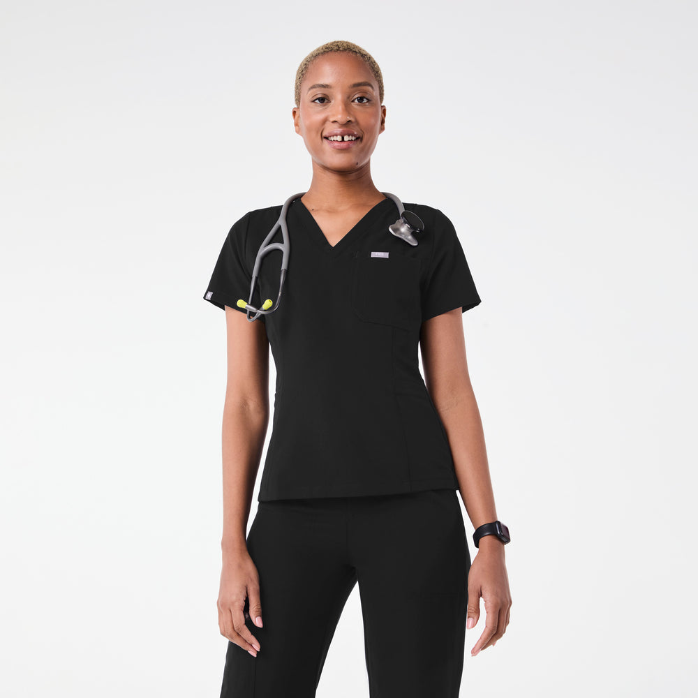 women's Black Tulsa Slim V-Neck - Scrub Top