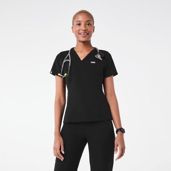 women's Black Tulsa Slim V-Neck - Scrub Top