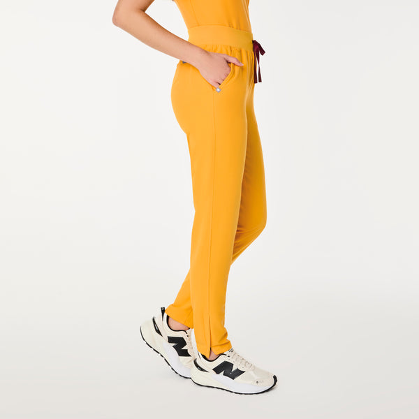 women's Emergency Yellow High Waisted Bristol Petite Slim Tapered Scrub Pants