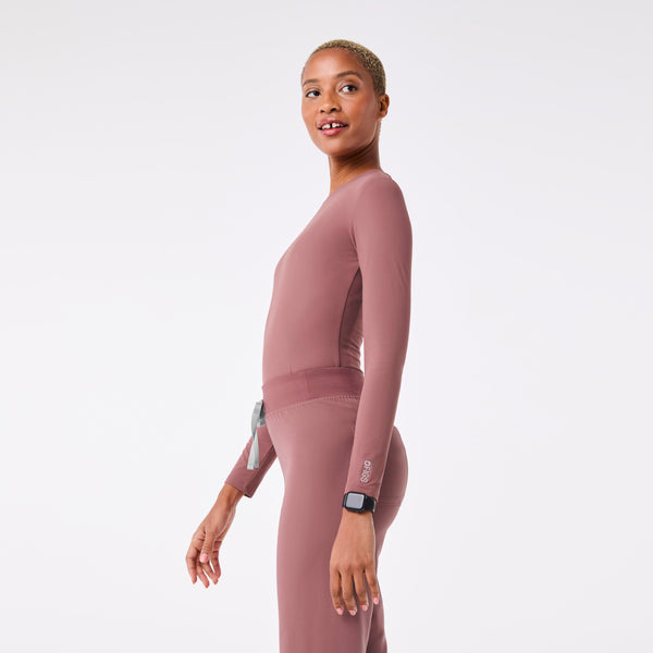 women's Mauve Ribbed - Longsleeve Underscrub