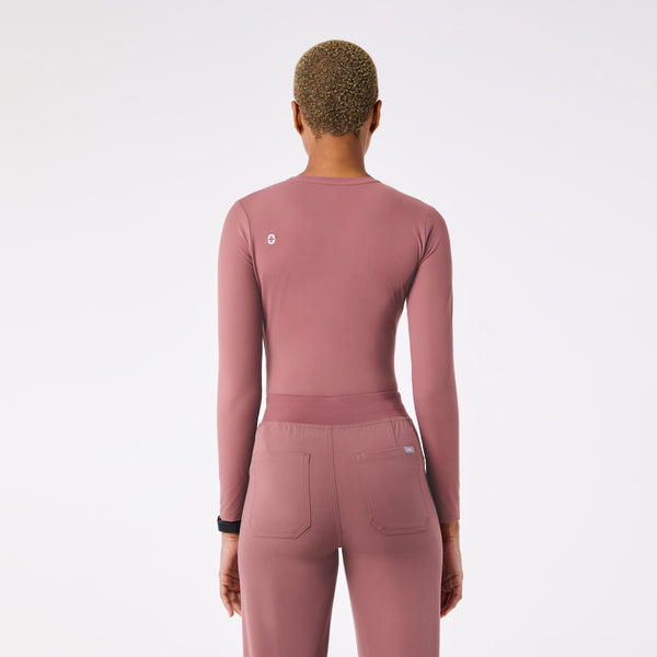 women's Mauve Ribbed - Longsleeve Underscrub