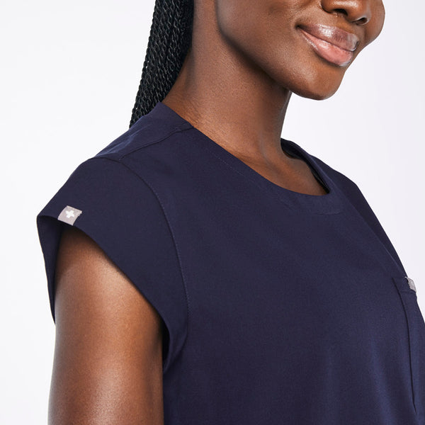 women's Navy Lucia Relaxed Crewneck Scrub Top