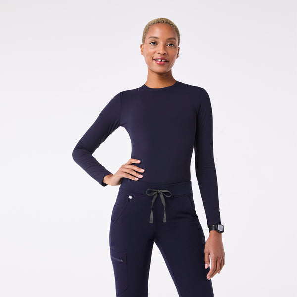 women's Navy Ribbed - Longsleeve Underscrub