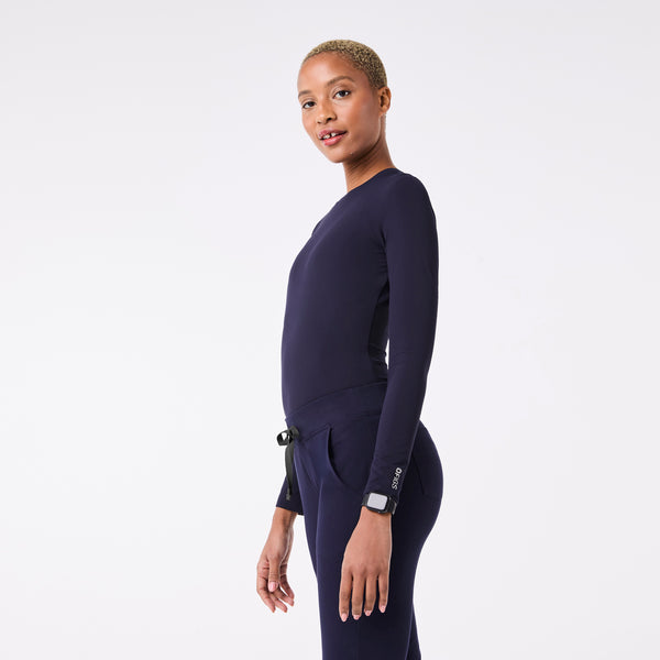 women's Navy Ribbed - Longsleeve Underscrub