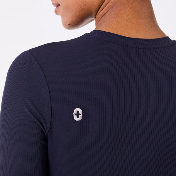 women's Navy Ribbed - Longsleeve Underscrub