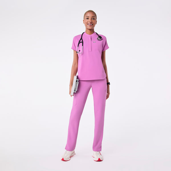 women's Pink Cloud Montex - Mock Neck Scrub Top