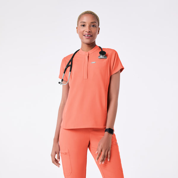 women's Sunset Drift Montex - Mock Neck Scrub Top