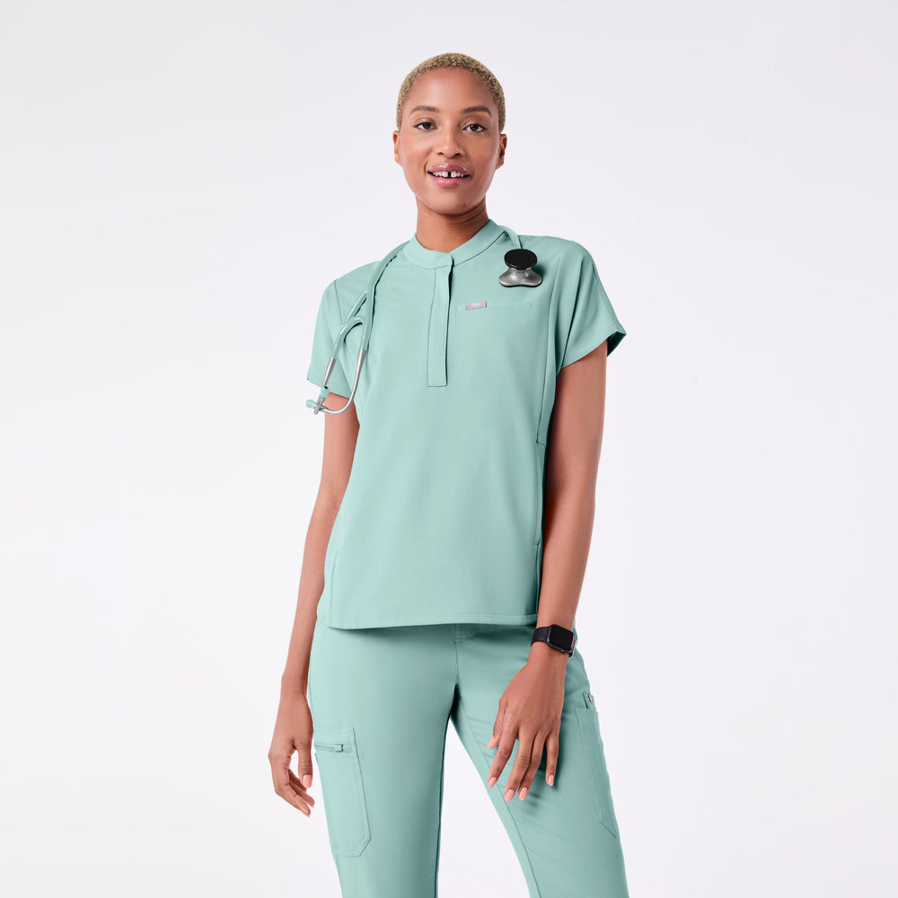 women's Seaglass Montex - Mock Neck Scrub Top
