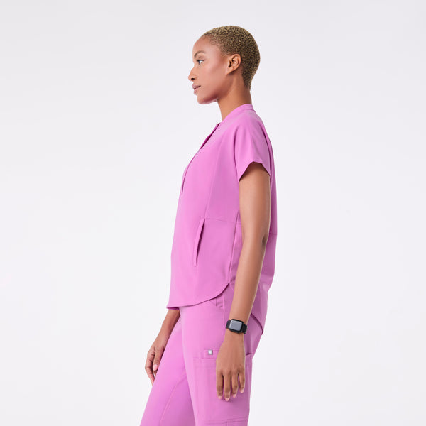 women's Pink Cloud Montex - Mock Neck Scrub Top