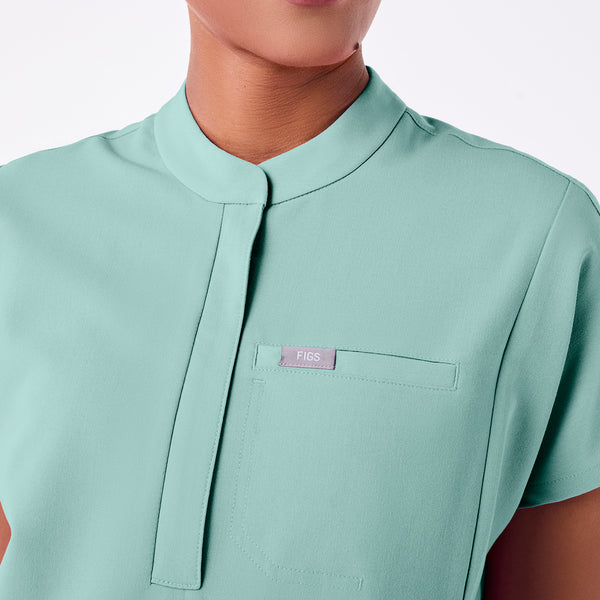 women's Seaglass Montex - Mock Neck Scrub Top