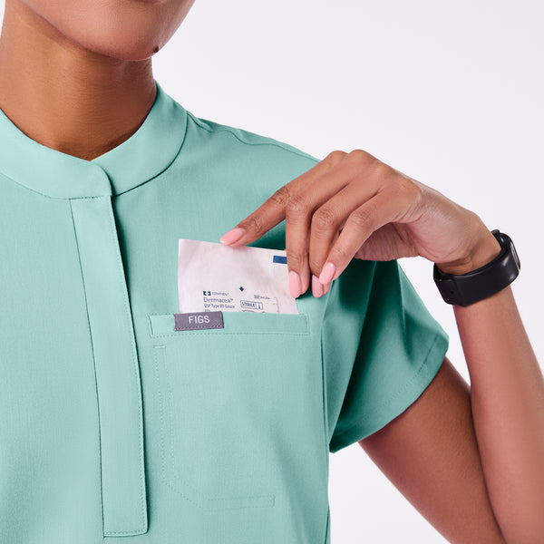 women's Seaglass Montex - Mock Neck Scrub Top