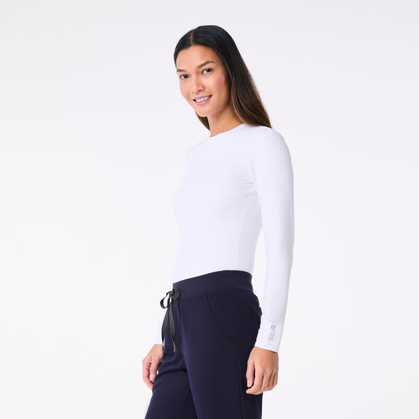 women's White Ribbed - Longsleeve Underscrub