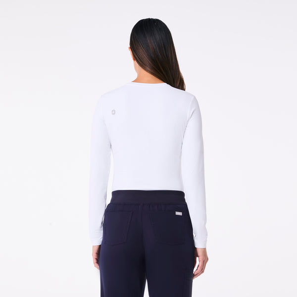 women's White Ribbed - Longsleeve Underscrub