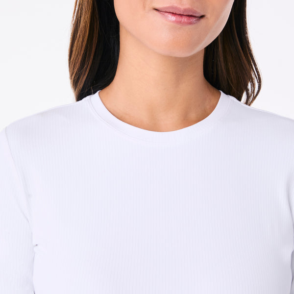 women's White Ribbed - Longsleeve Underscrub