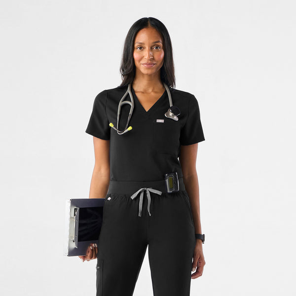 Women's Black Catarina™ - One-Pocket Scrub Top