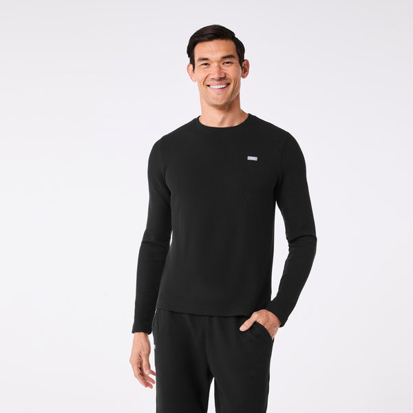 men's Black Off-Shift Waffle - Longsleeve Top™