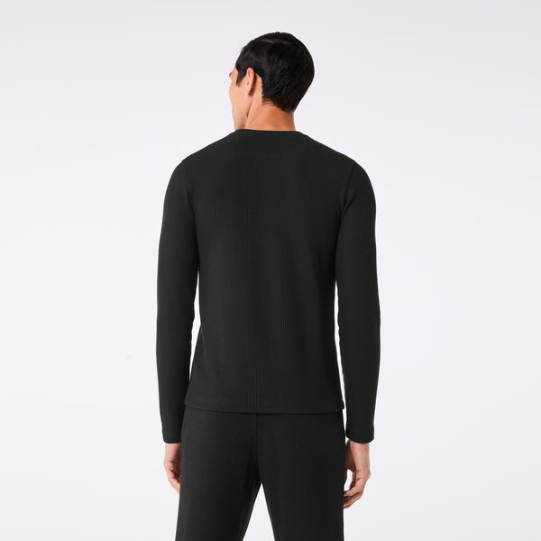 men's Black Off-Shift Waffle - Longsleeve Top™